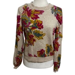 Anthropologie Saturday Sunday Edita Floral Sweatshirt Cropped Crewneck Small